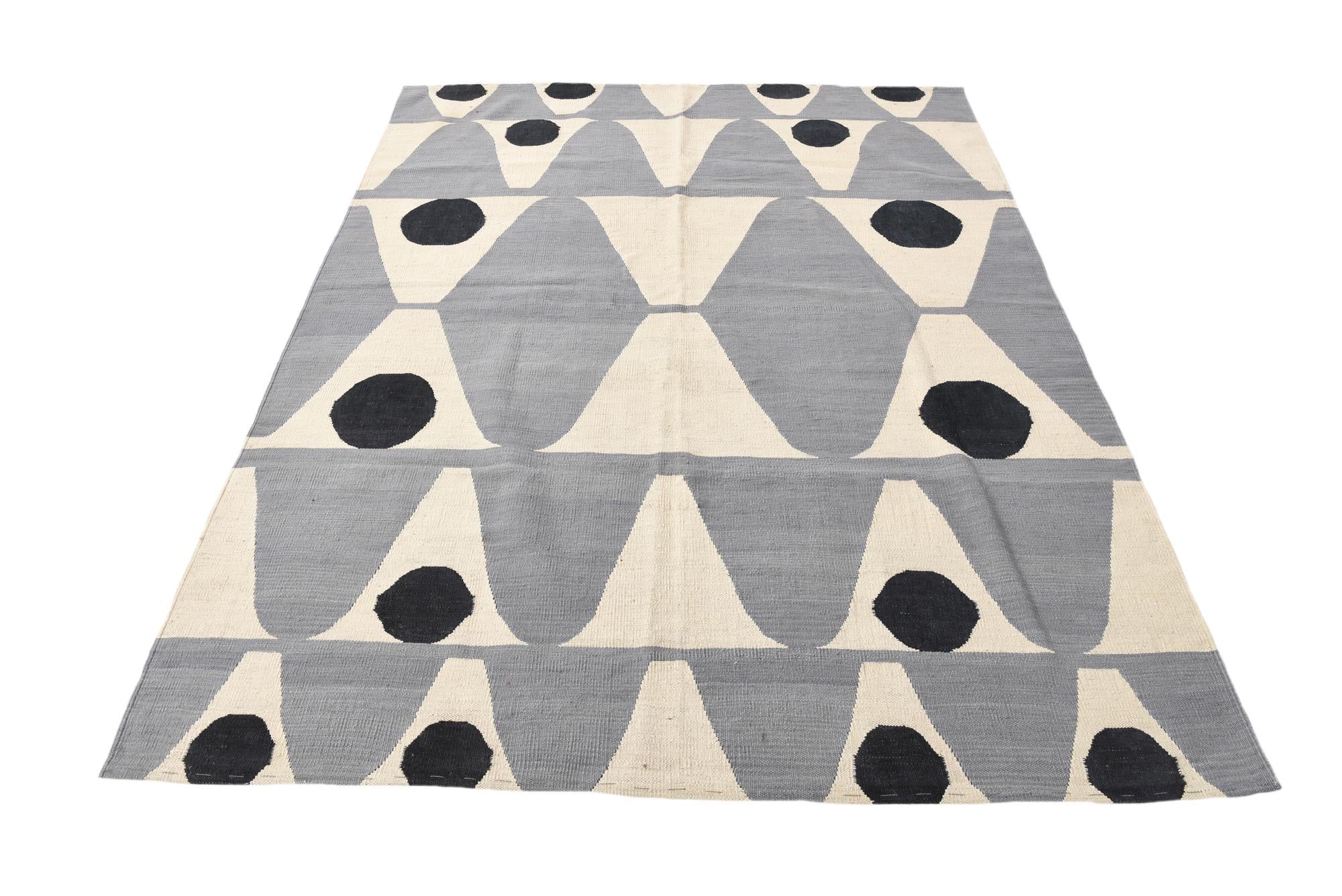 5' 11 x 7' 6 Hand Woven Kilim Modern Wool Rug