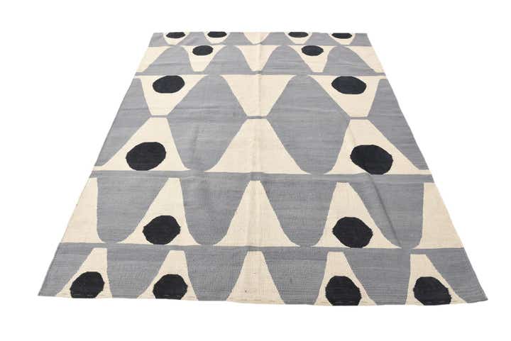 5' 11 x 7' 6 Hand Woven Kilim Modern Wool Rug