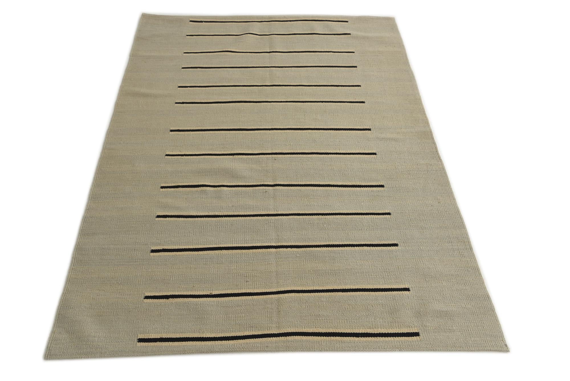 4' x 6' Hand Woven Kilim Modern Wool Rug