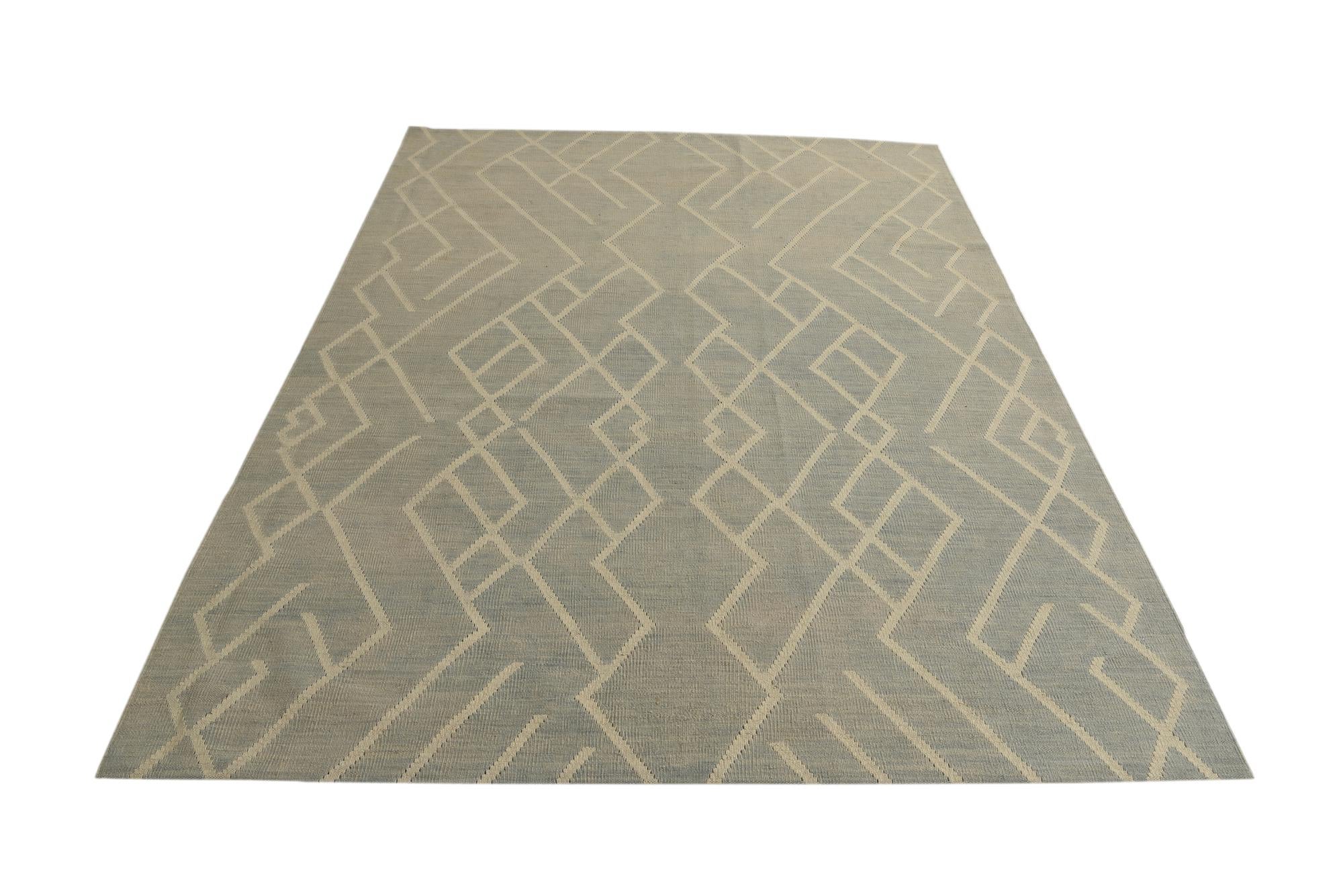 6' x 7' 10 Hand Woven Kilim Modern Wool Rug