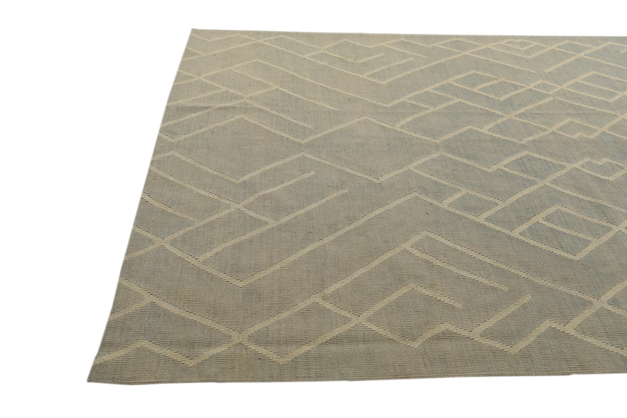 6' x 7' 10 Hand Woven Kilim Modern Wool Rug