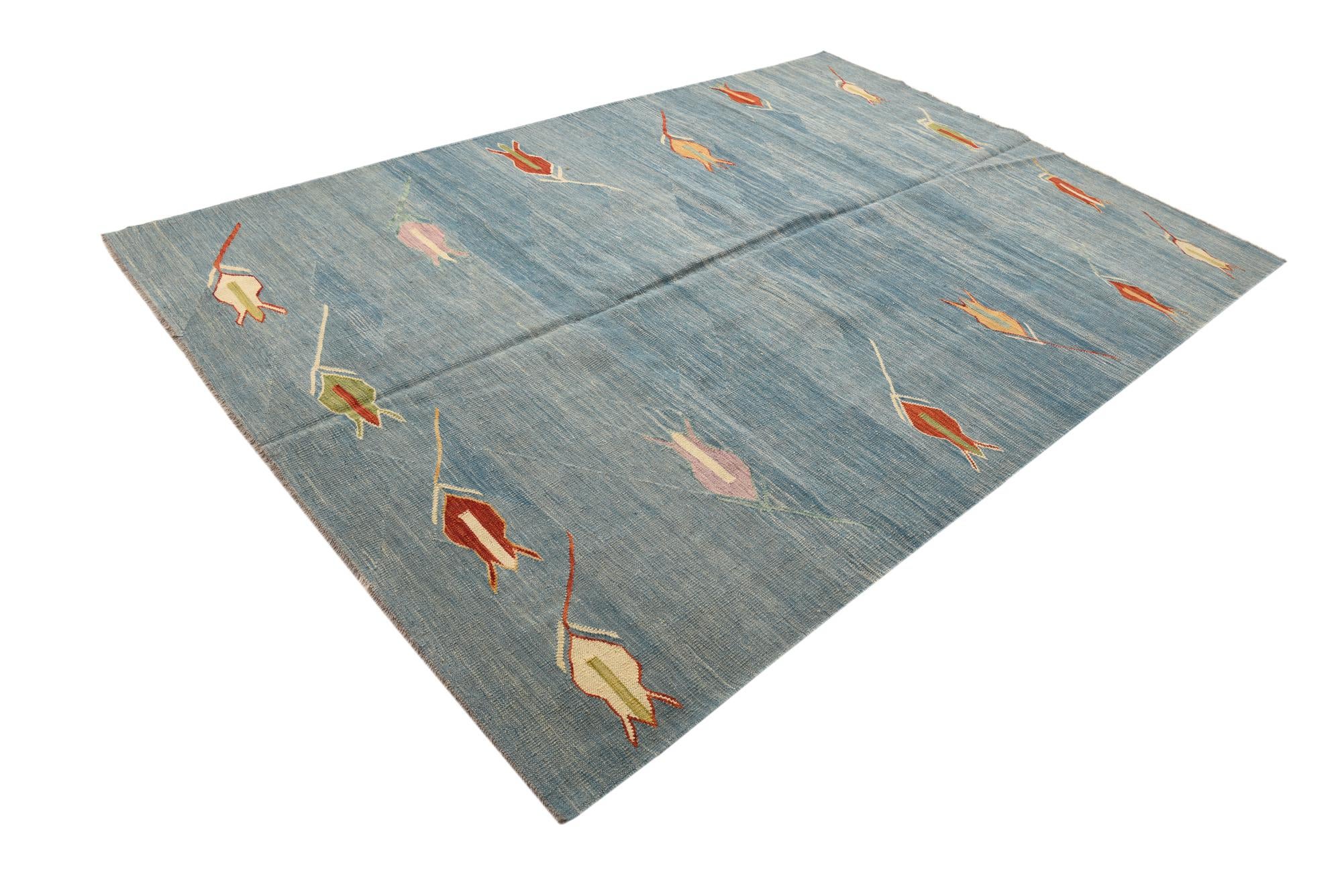 195cm x 295cm Tejido a mano Kilim Modern Alfombra Lana