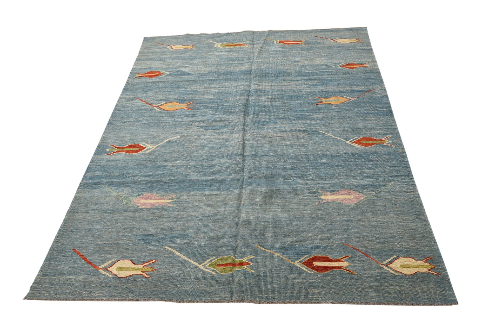 195cm x 295cm Tejido a mano Kilim Modern Alfombra Lana