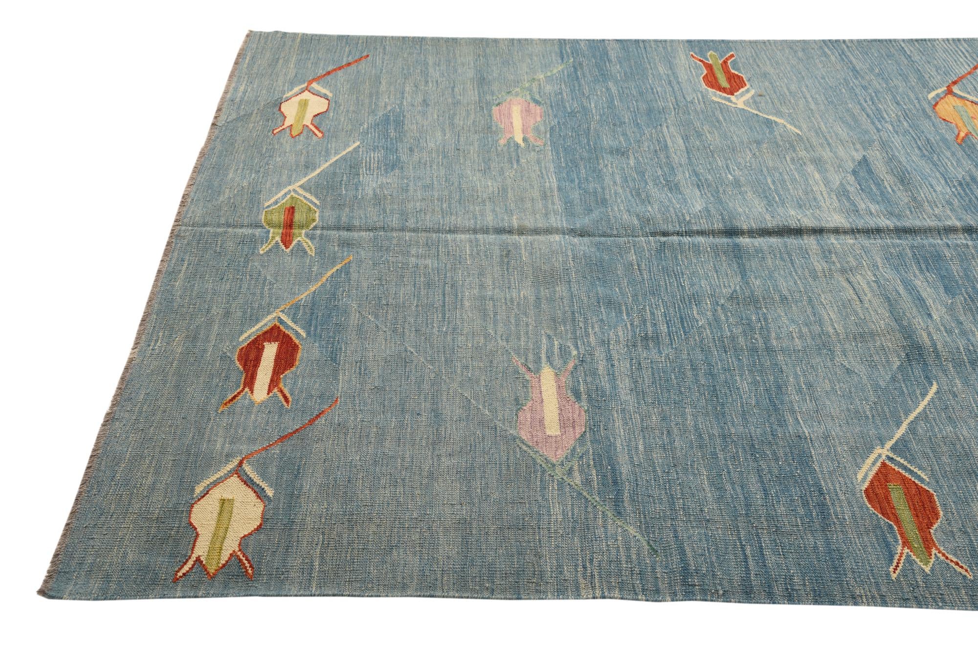 195cm x 295cm Tejido a mano Kilim Modern Alfombra Lana
