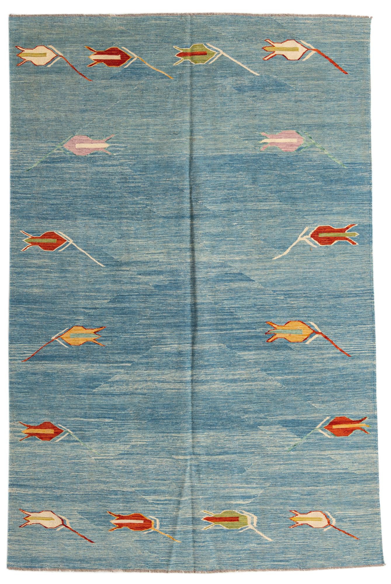 195cm x 295cm Tejido a mano Kilim Modern Alfombra Lana