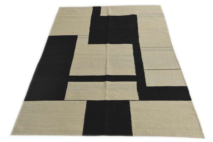 4' 4 x 5' 10 Hand Woven Kilim Modern Wool Rug
