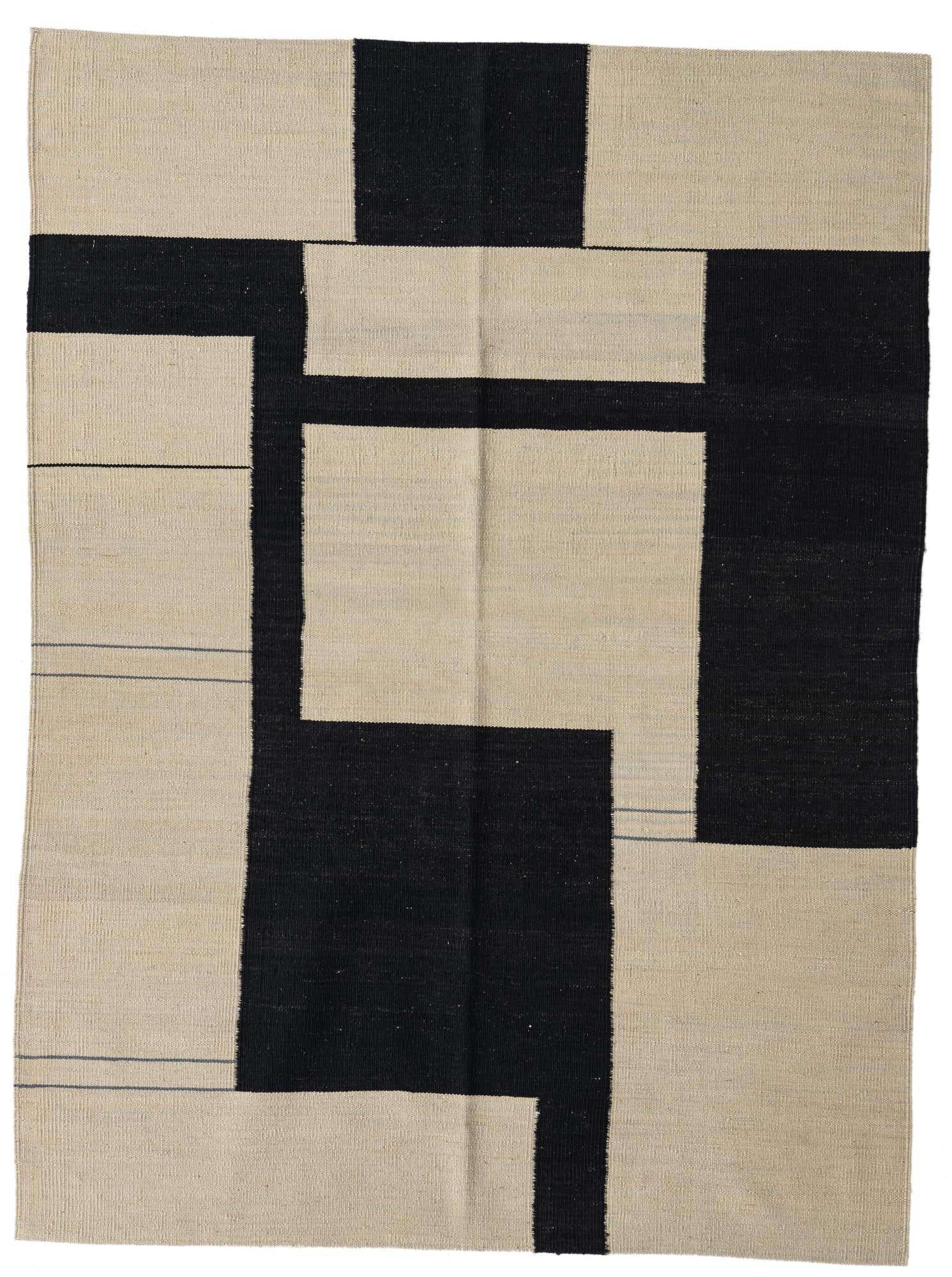 4' 4 x 5' 10 Hand Woven Kilim Modern Wool Rug
