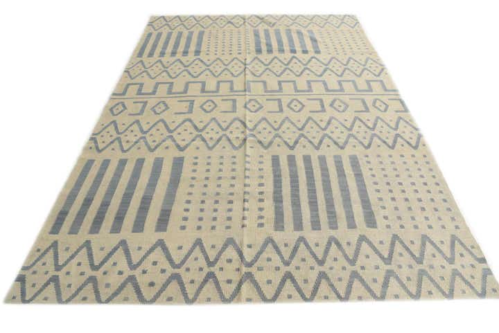 7' x 9' 9 Hand Woven Kilim Modern Wool Rug