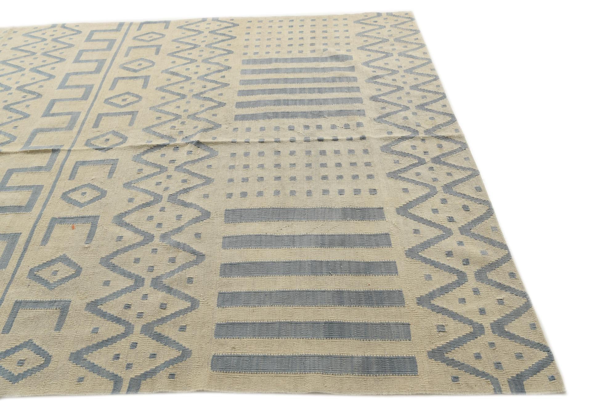 7' x 9' 9 Hand Woven Kilim Modern Wool Rug