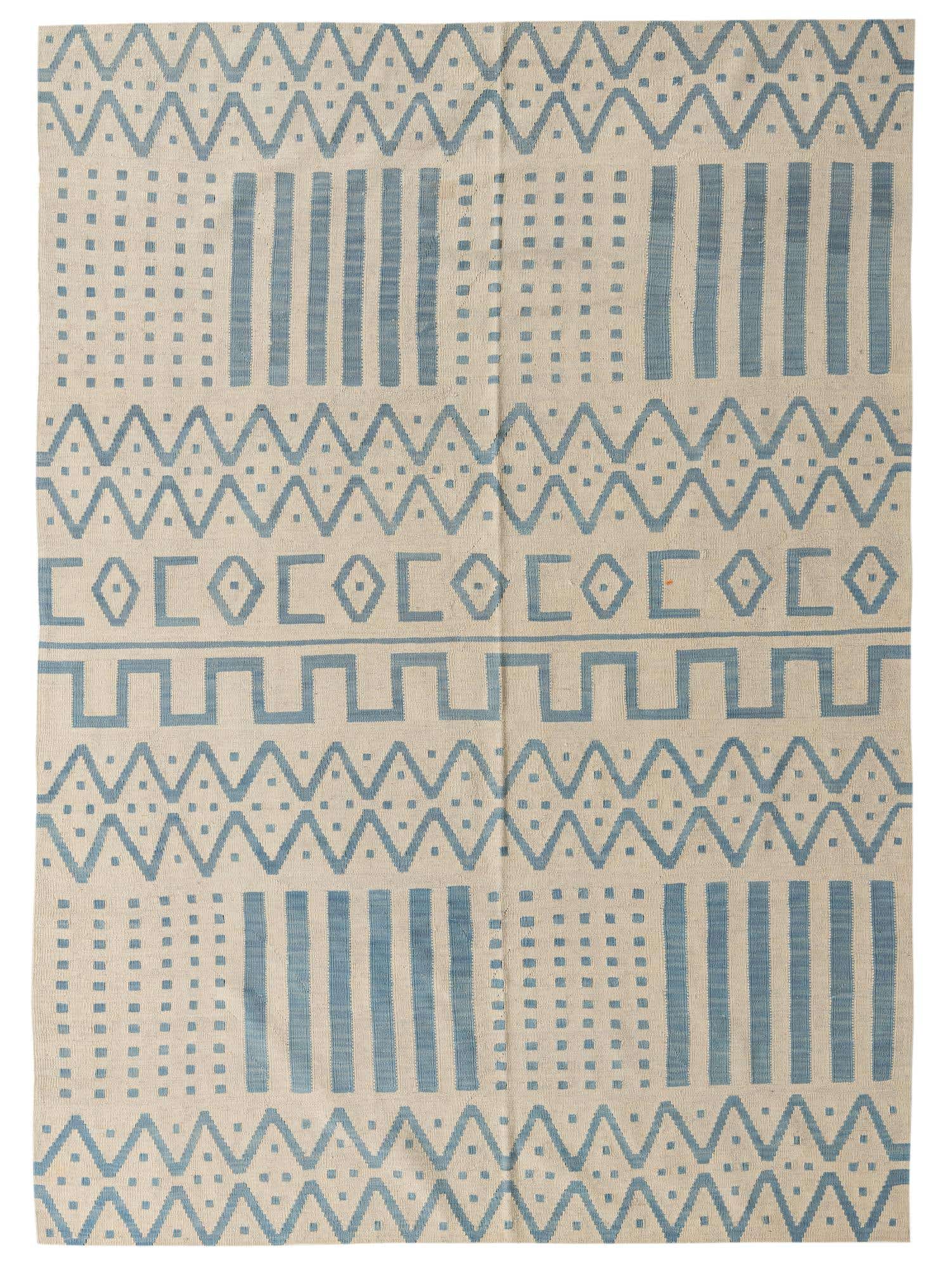 7' x 9' 9 Hand Woven Kilim Modern Wool Rug