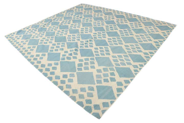 8' 9 x 9' 8 Hand Woven Kilim Modern Wool Rug