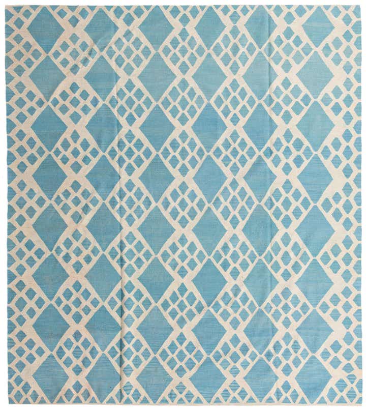 8' 9 x 9' 8 Hand Woven Kilim Modern Wool Rug