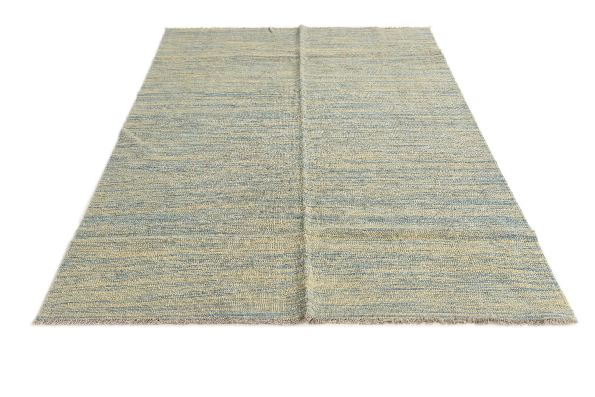 4' 1 x 6' Hand Woven Kilim Modern Wool Rug