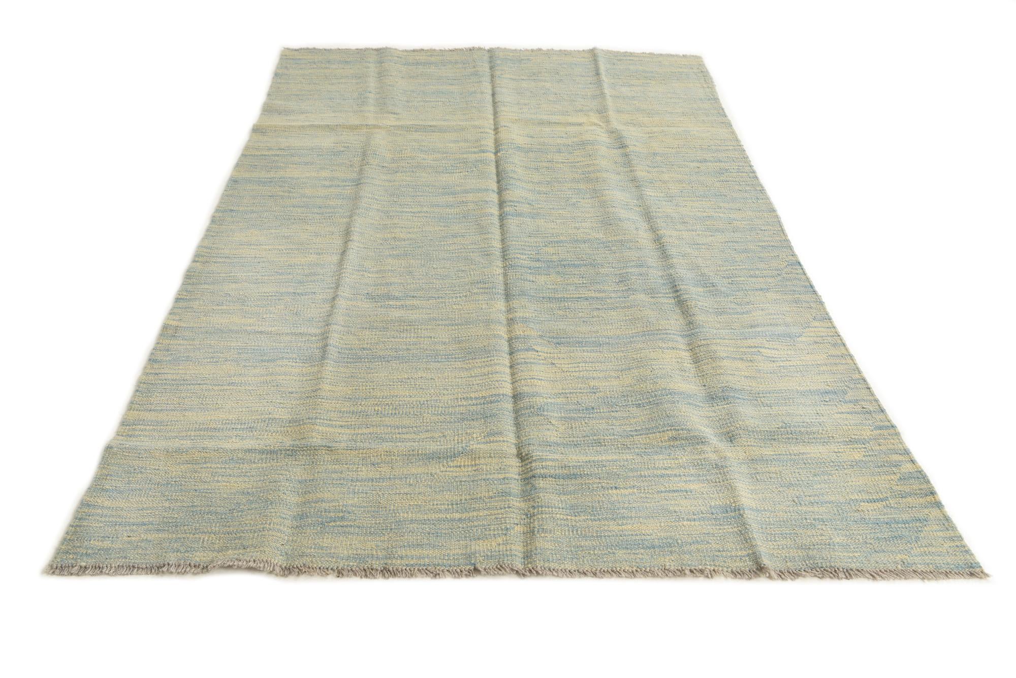 4' 2 x 6' 5 Hand Woven Kilim Modern Wool Rug