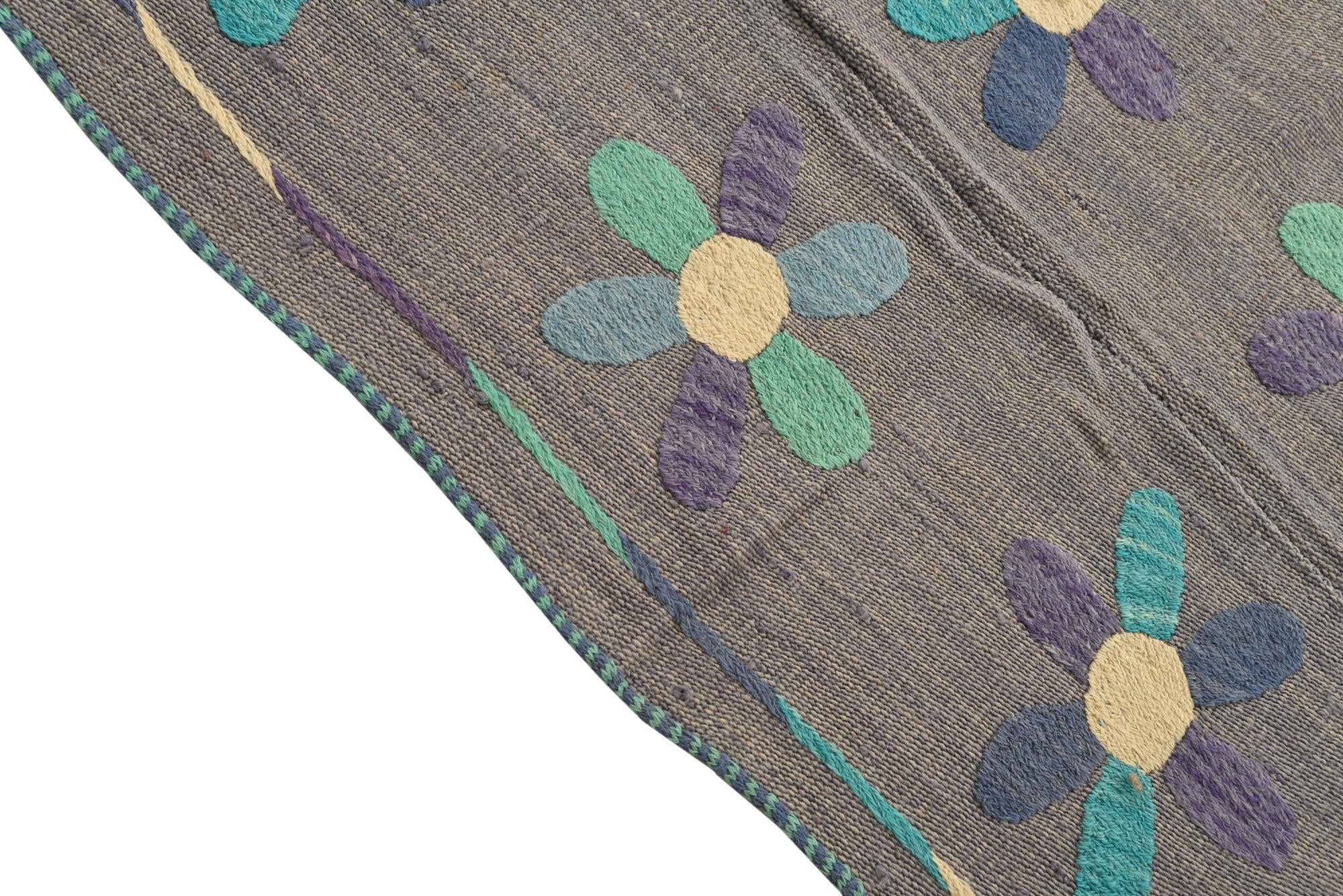 5' 3 x 6' 4 Hand Woven Kilim Suzani Wool Rug