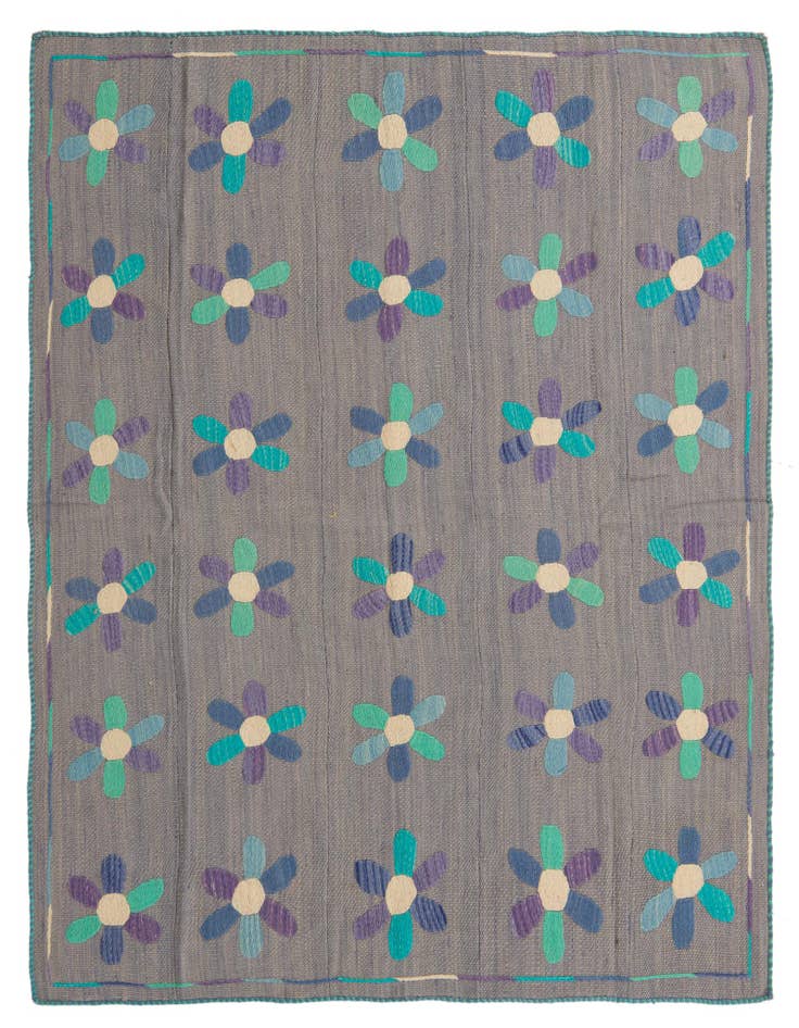 Detail image of 5' 3 x 6' 4 Hand Woven Kilim Suzani Wool Rug
