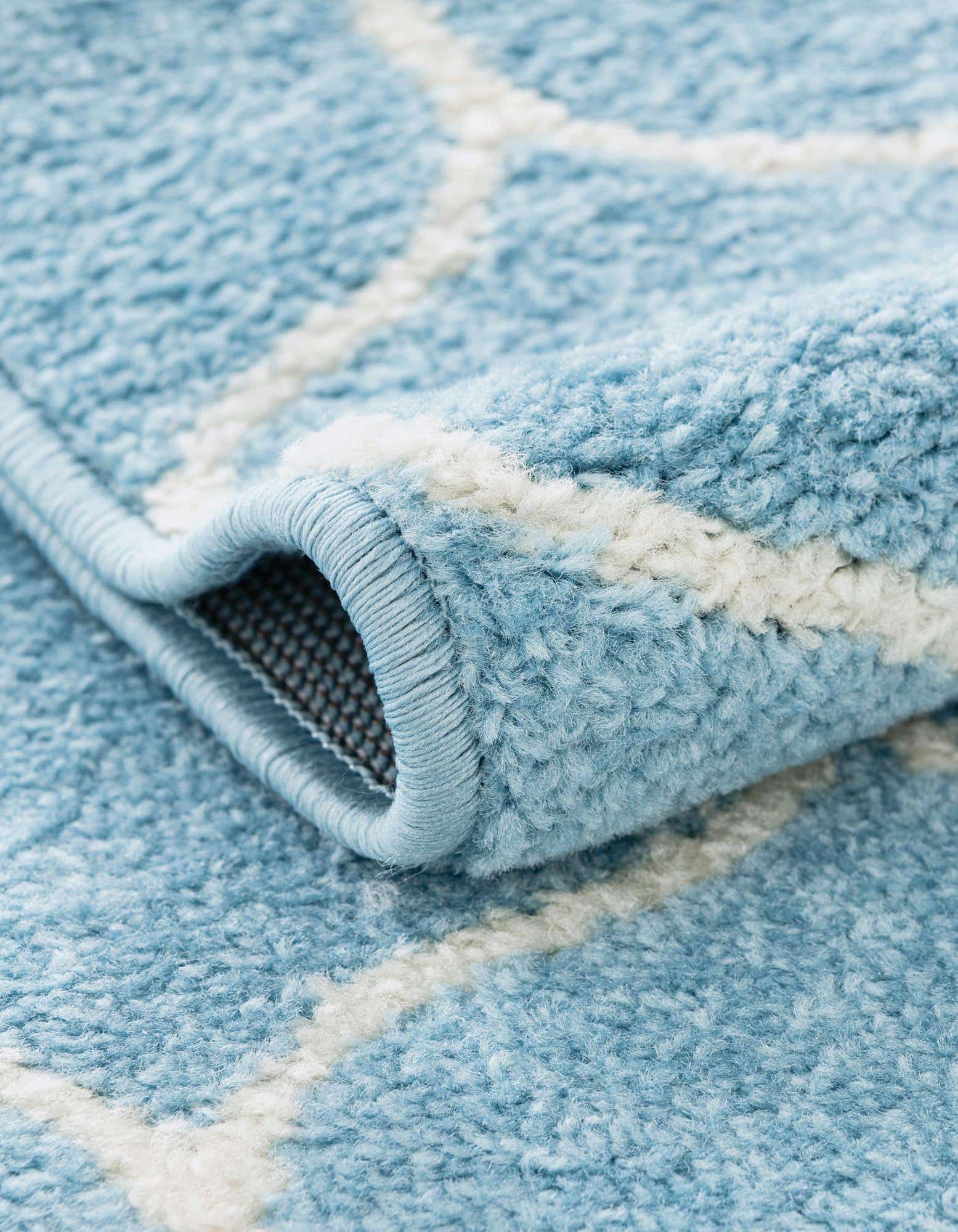 Custom Light Blue Lattice Frieze Rug