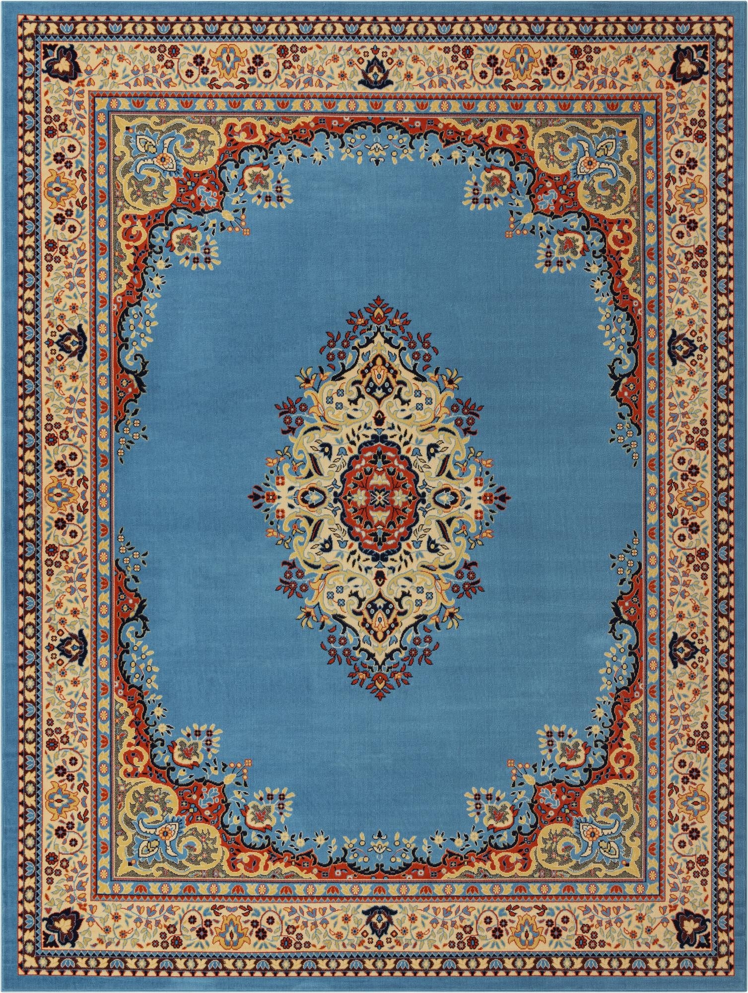 Light Blue Mashad Design Rug