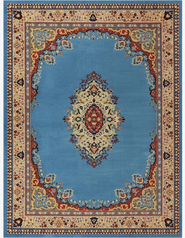 Light Blue Mashad Design Rug