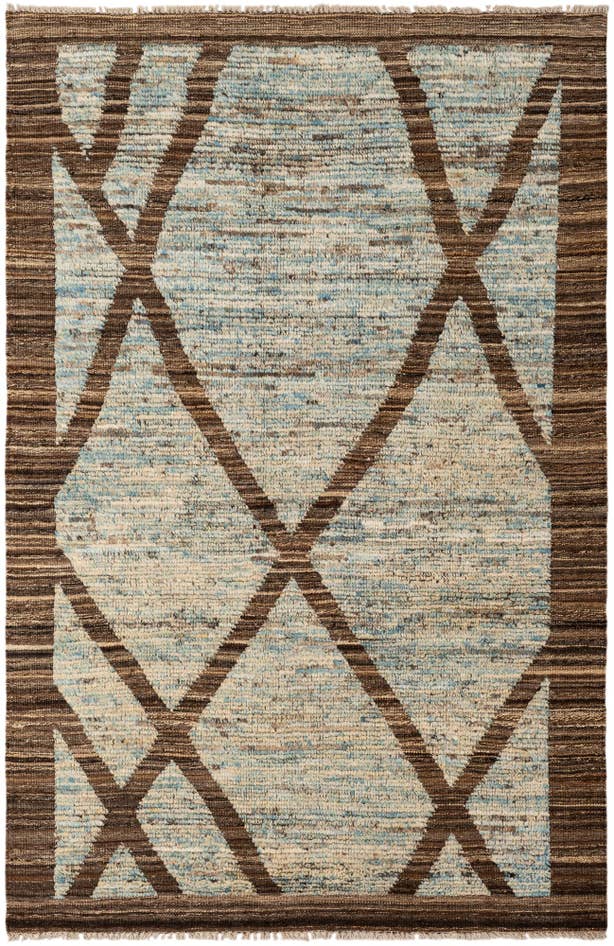 Detail image of 4' 2 x 6' 4 Hand Knotted Moroccan Wool Rug