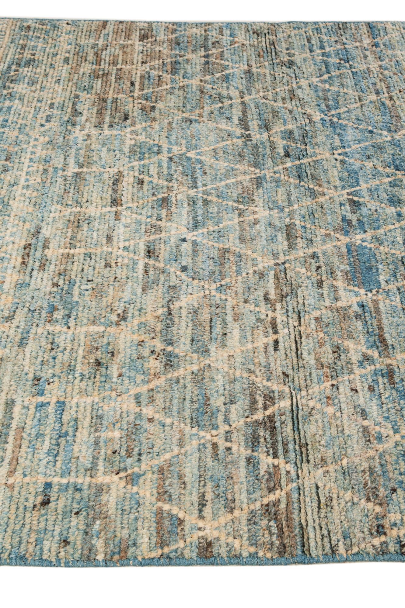 5' 11 x 9' 3 Hand Knotted Moroccan Wool Rug