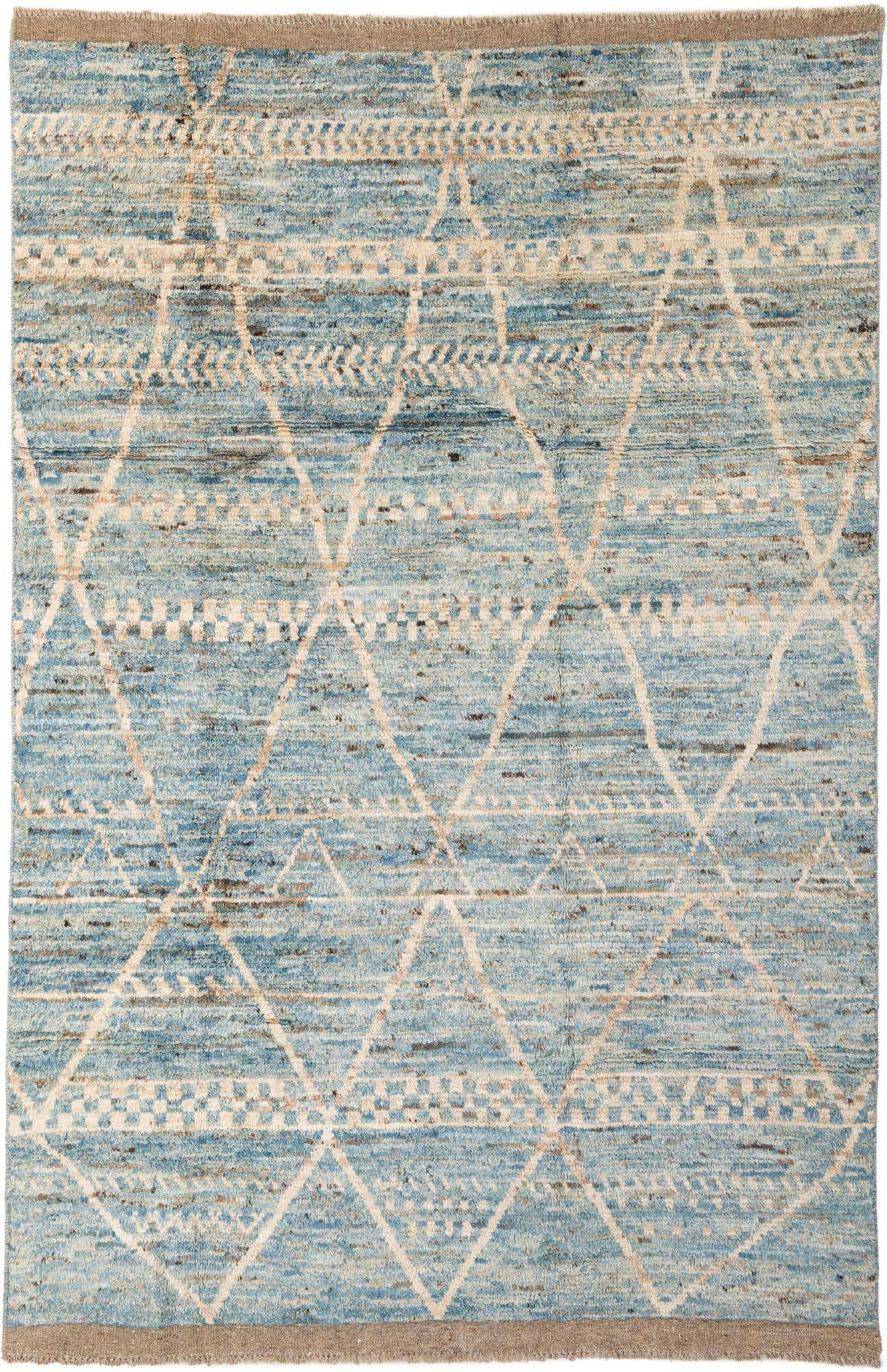 6' x 9' 6 Hand Knotted Moroccan Wool Rug