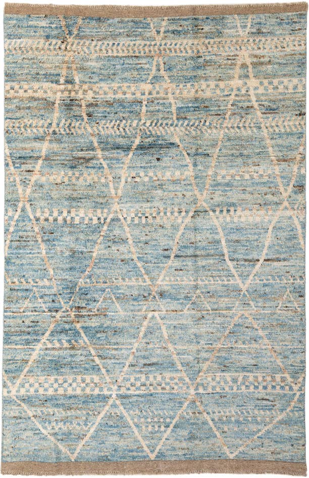 Detail image of 6' x 9' 6 Hand Knotted Moroccan Wool Rug