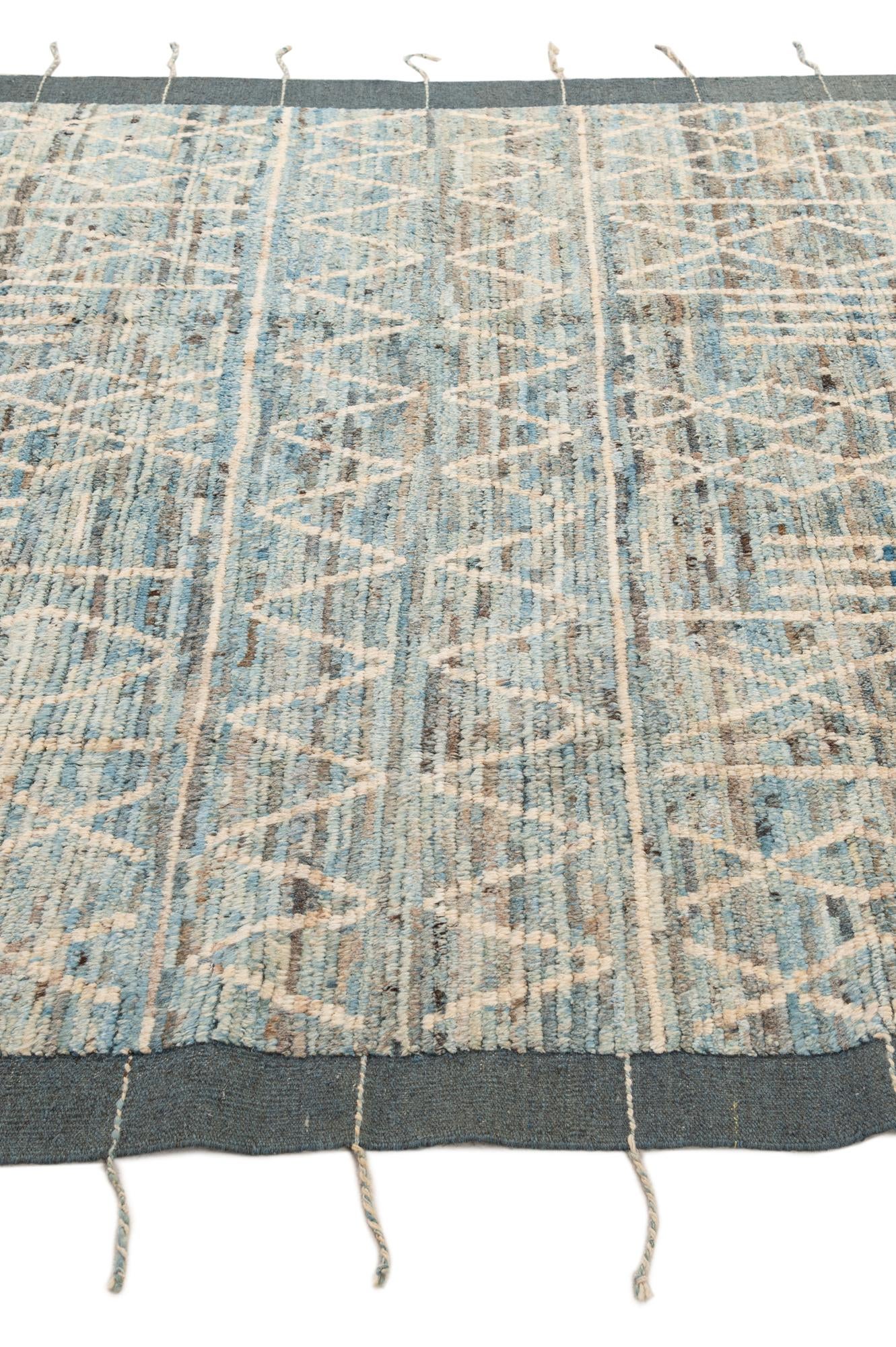 6' 6 x 9' 5 Hand Knotted Moroccan Wool Rug
