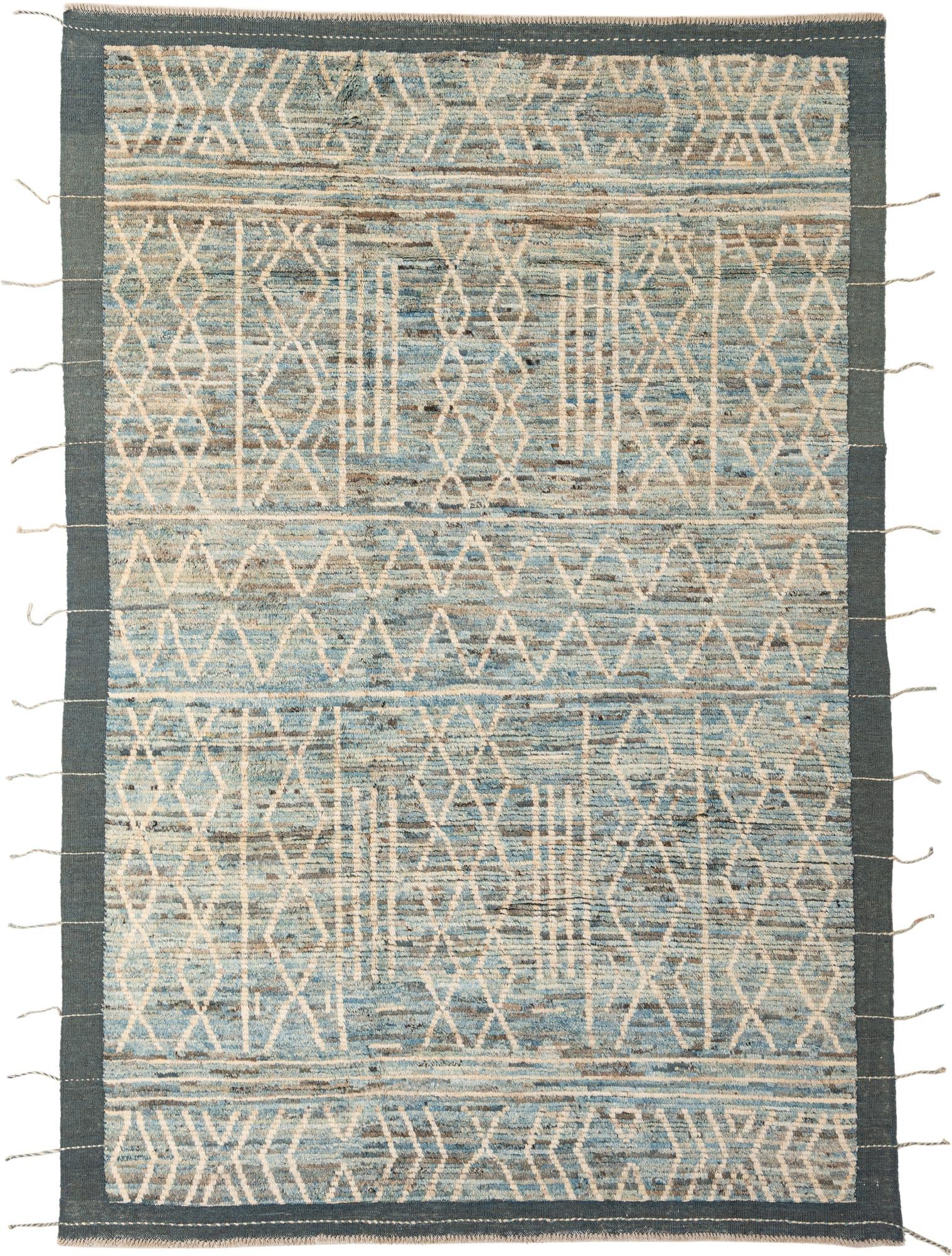 6' 6 x 9' 5 Hand Knotted Moroccan Wool Rug