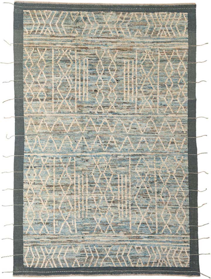 6' 6 x 9' 5 Hand Knotted Moroccan Wool Rug