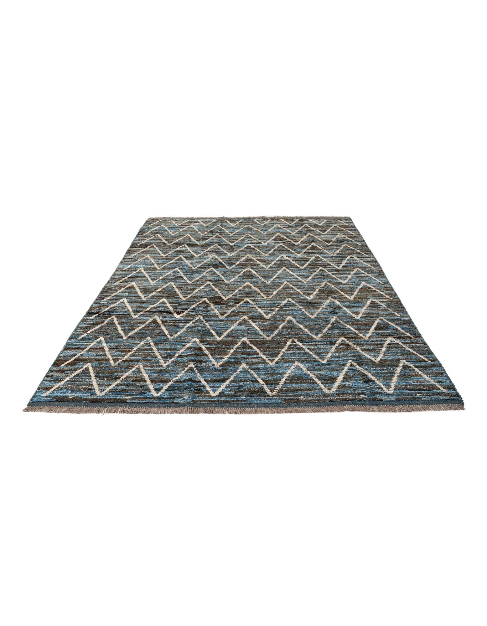 6' 9 x 10' 1 Hand Knotted Moroccan Wool Rug
