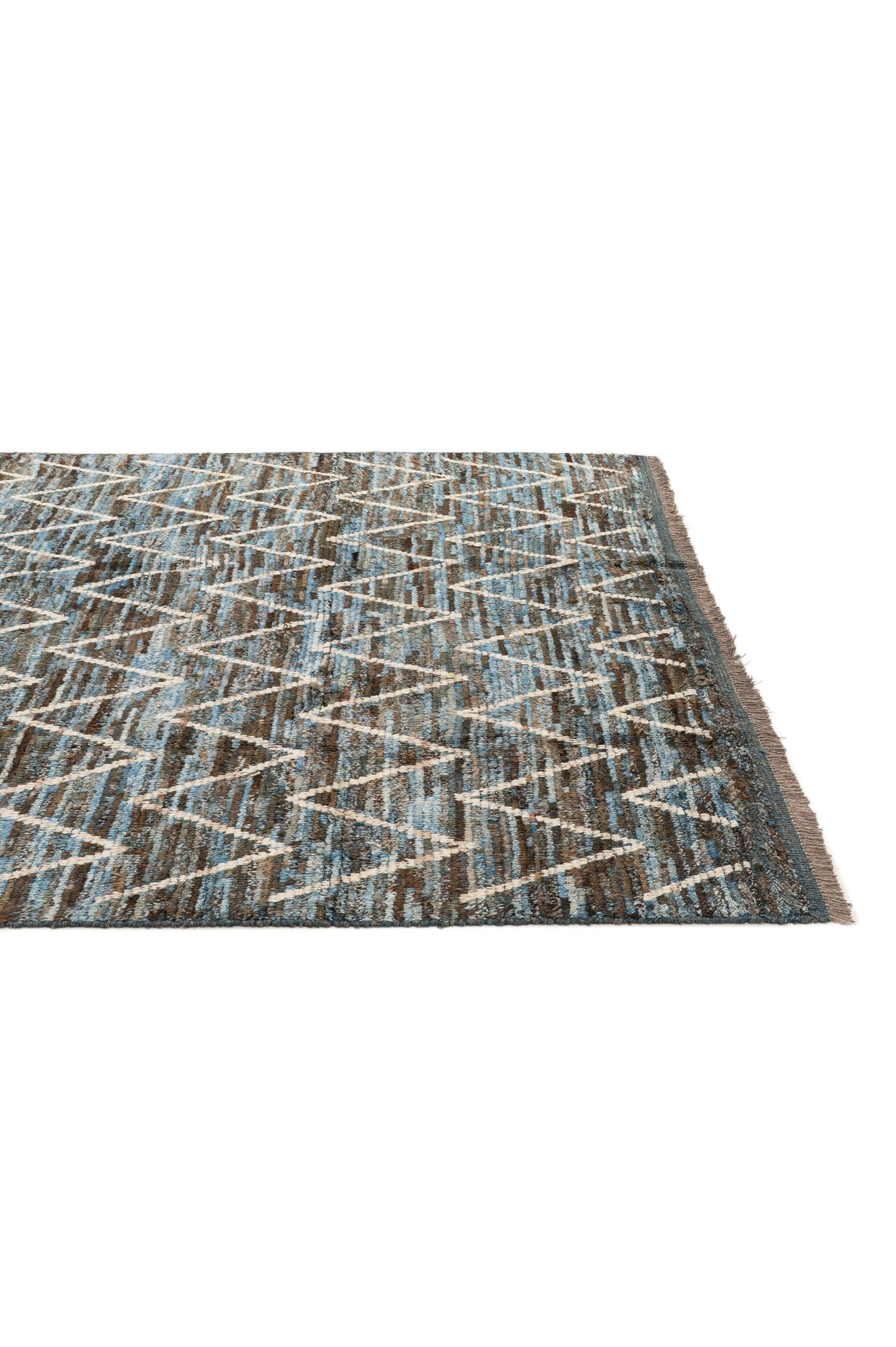 6' 9 x 10' 1 Hand Knotted Moroccan Wool Rug