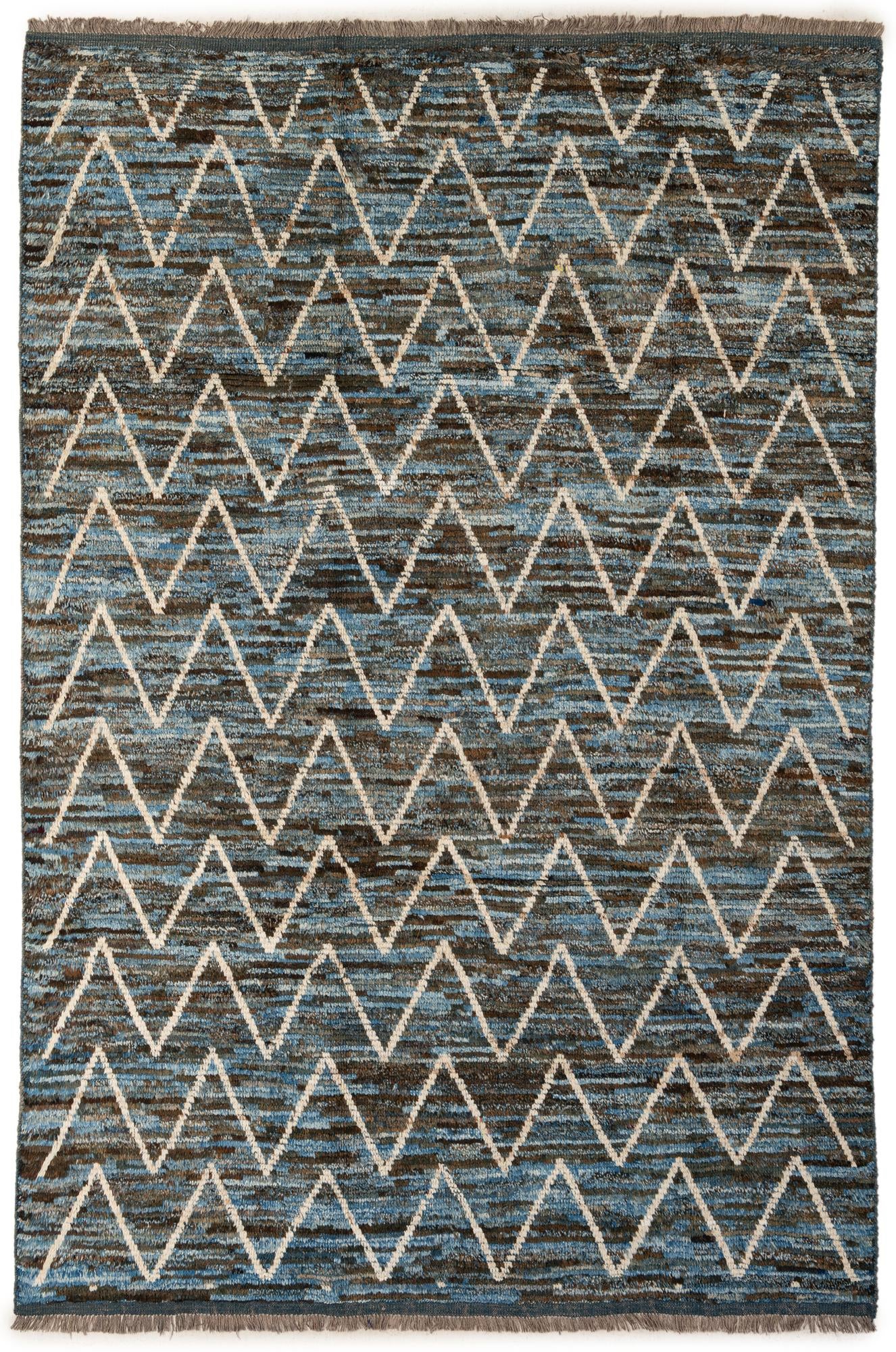 6' 9 x 10' 1 Hand Knotted Moroccan Wool Rug