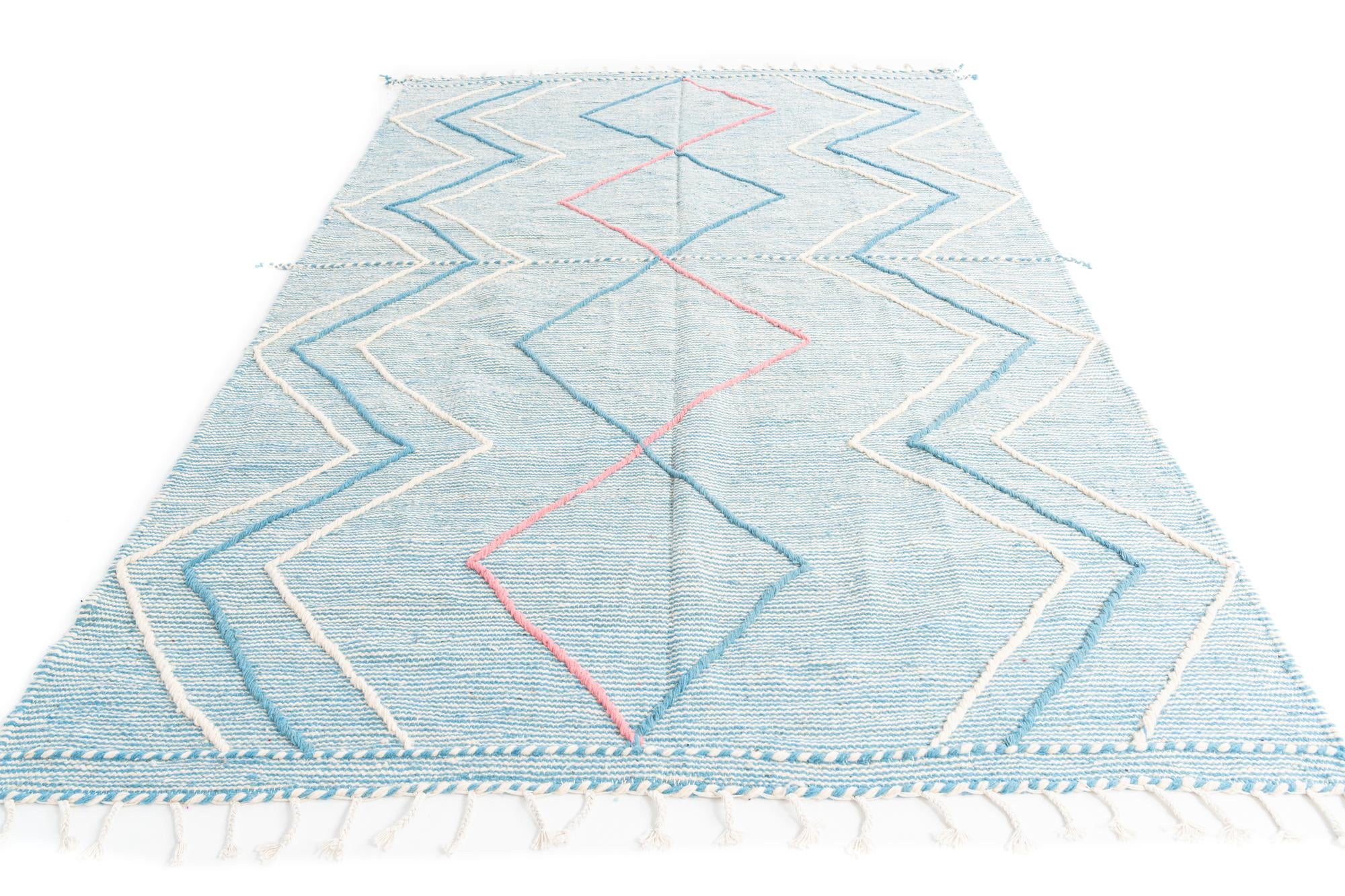 6' 7 x 10' 2 Hand Knotted Moroccan Wool Rug