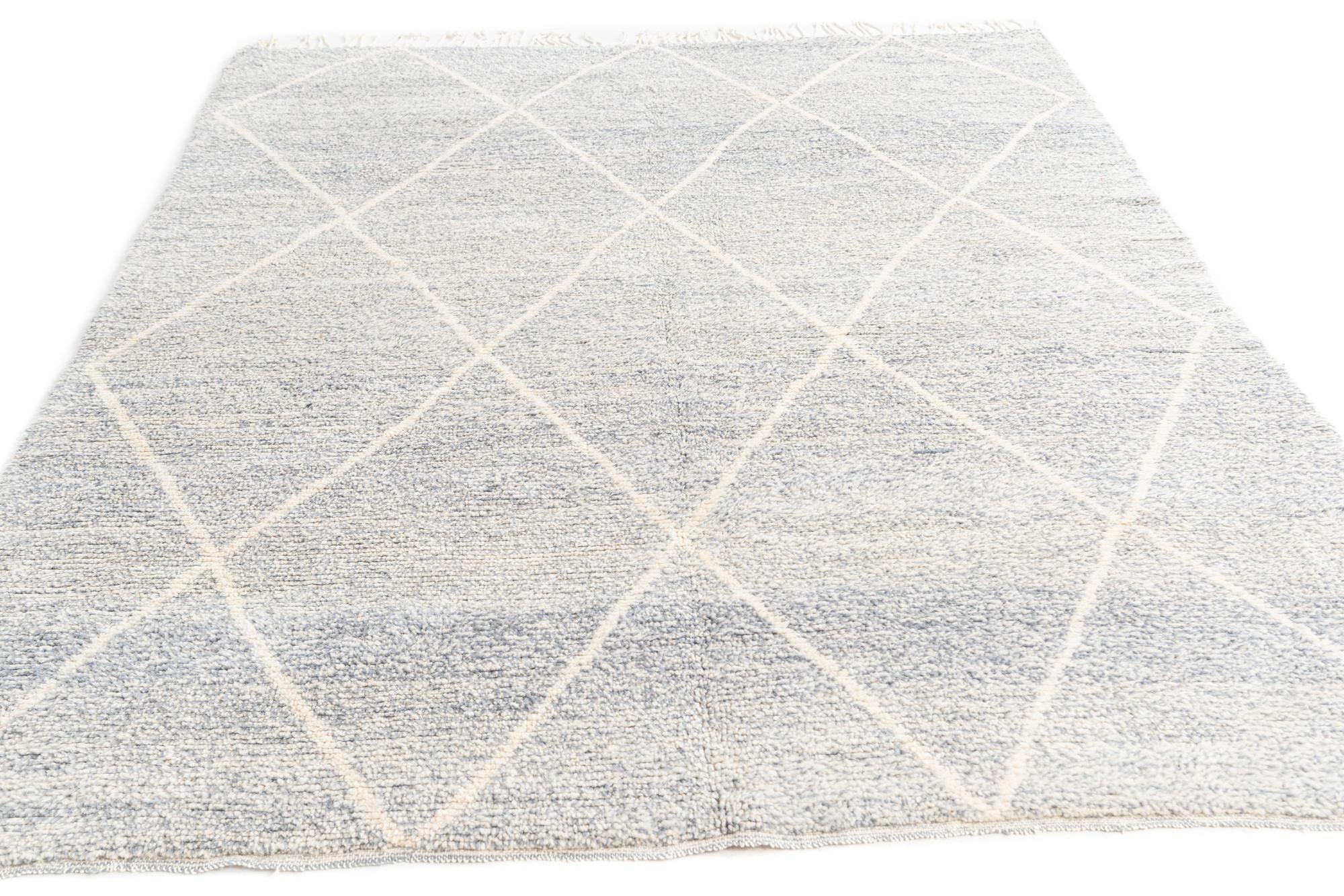 6' 10 x 9' 5 Hand Knotted Moroccan Wool Rug