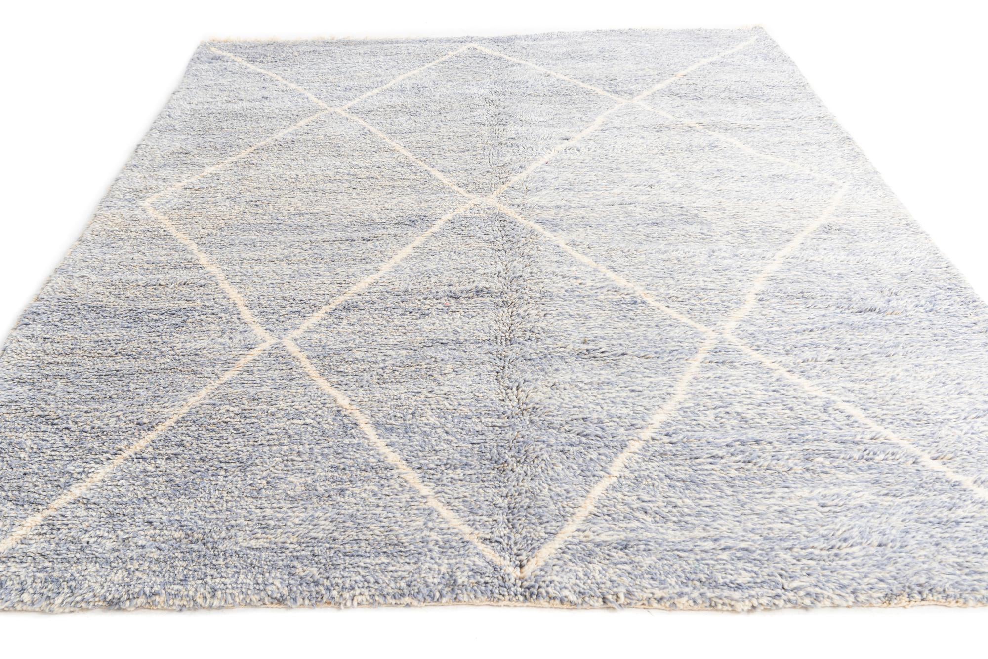 7' x 9' 2 Hand Knotted Moroccan Wool Rug