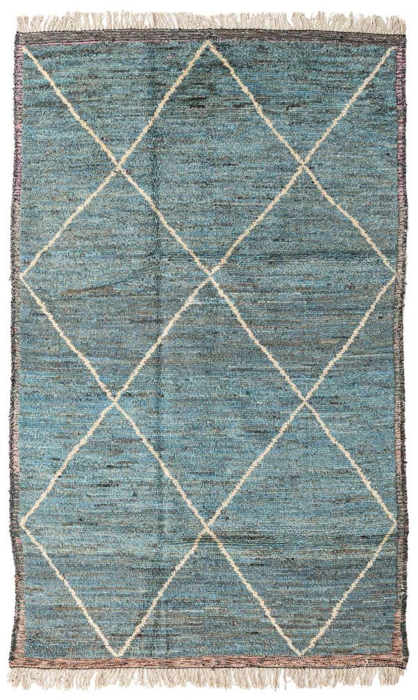 6' x 9' 7 Hand Knotted Moroccan Wool Rug