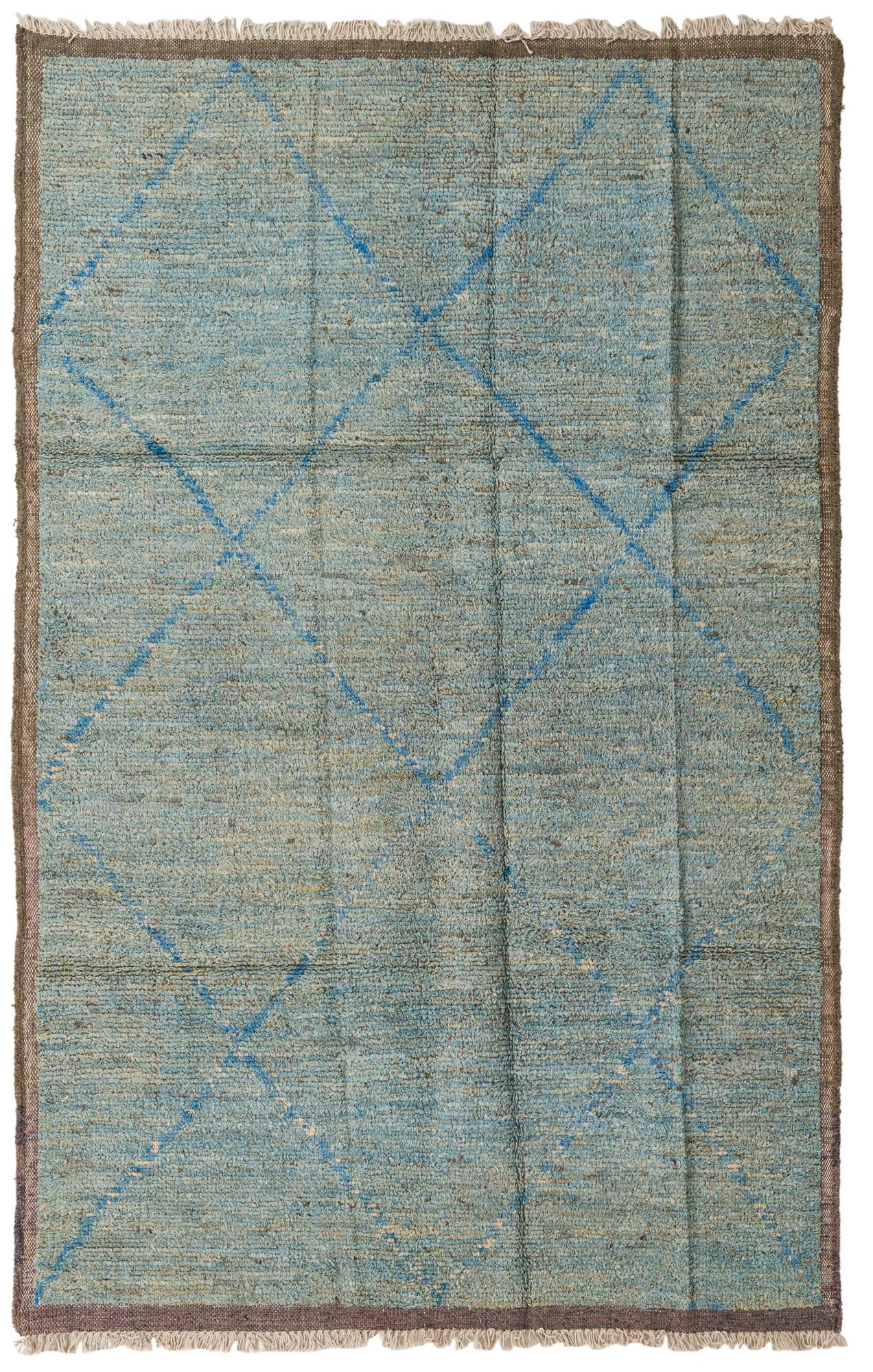 6' 1 x 9' 8 Hand Knotted Moroccan Wool Rug