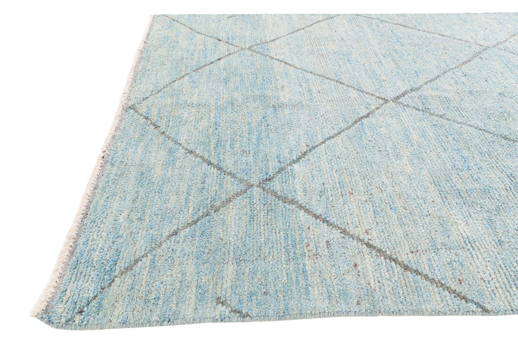 5' 10 x 9' 3 Hand Knotted Moroccan Wool Rug