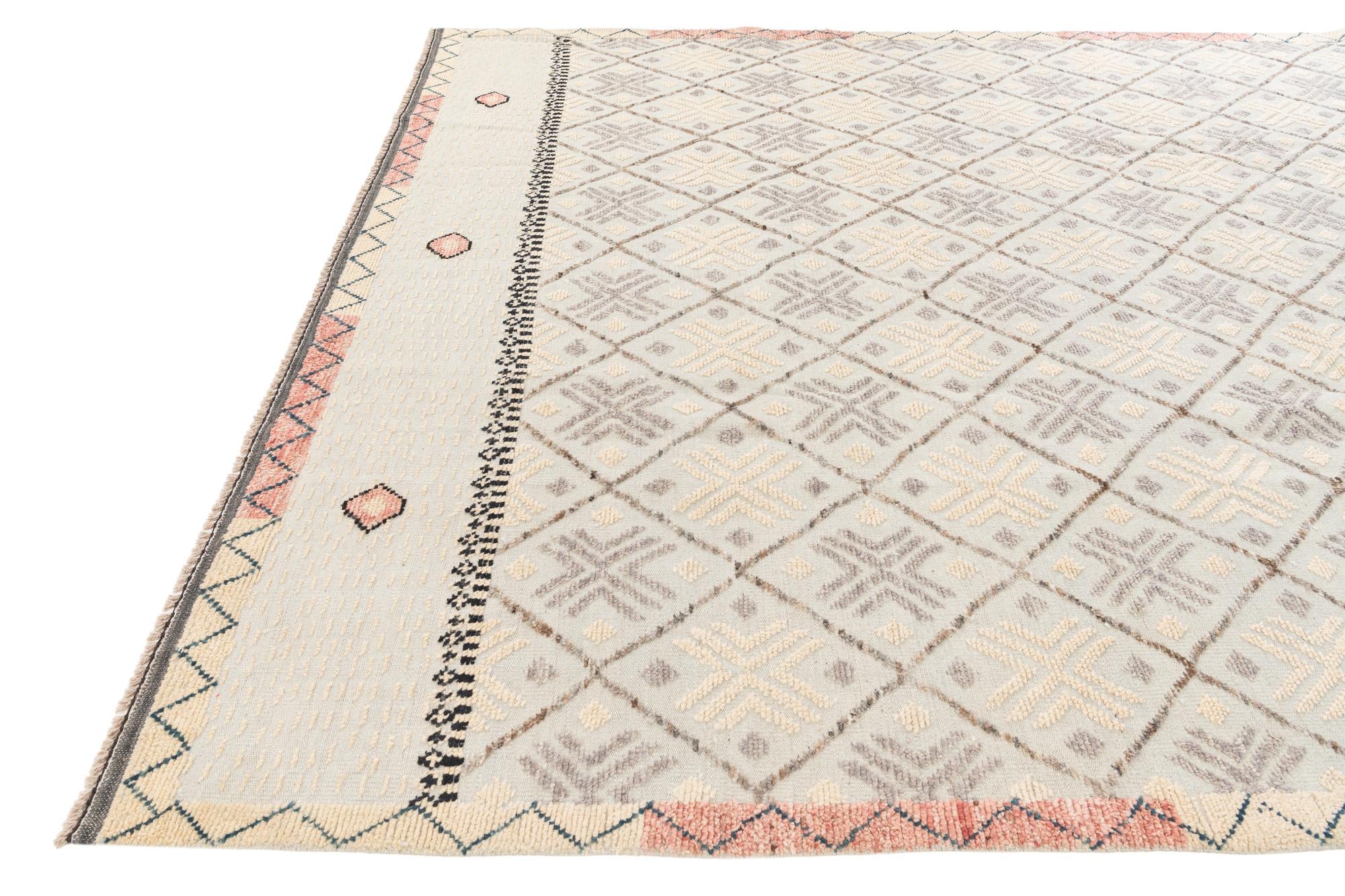 8' 8 x 12' 8 Hand Knotted Moroccan Wool Rug