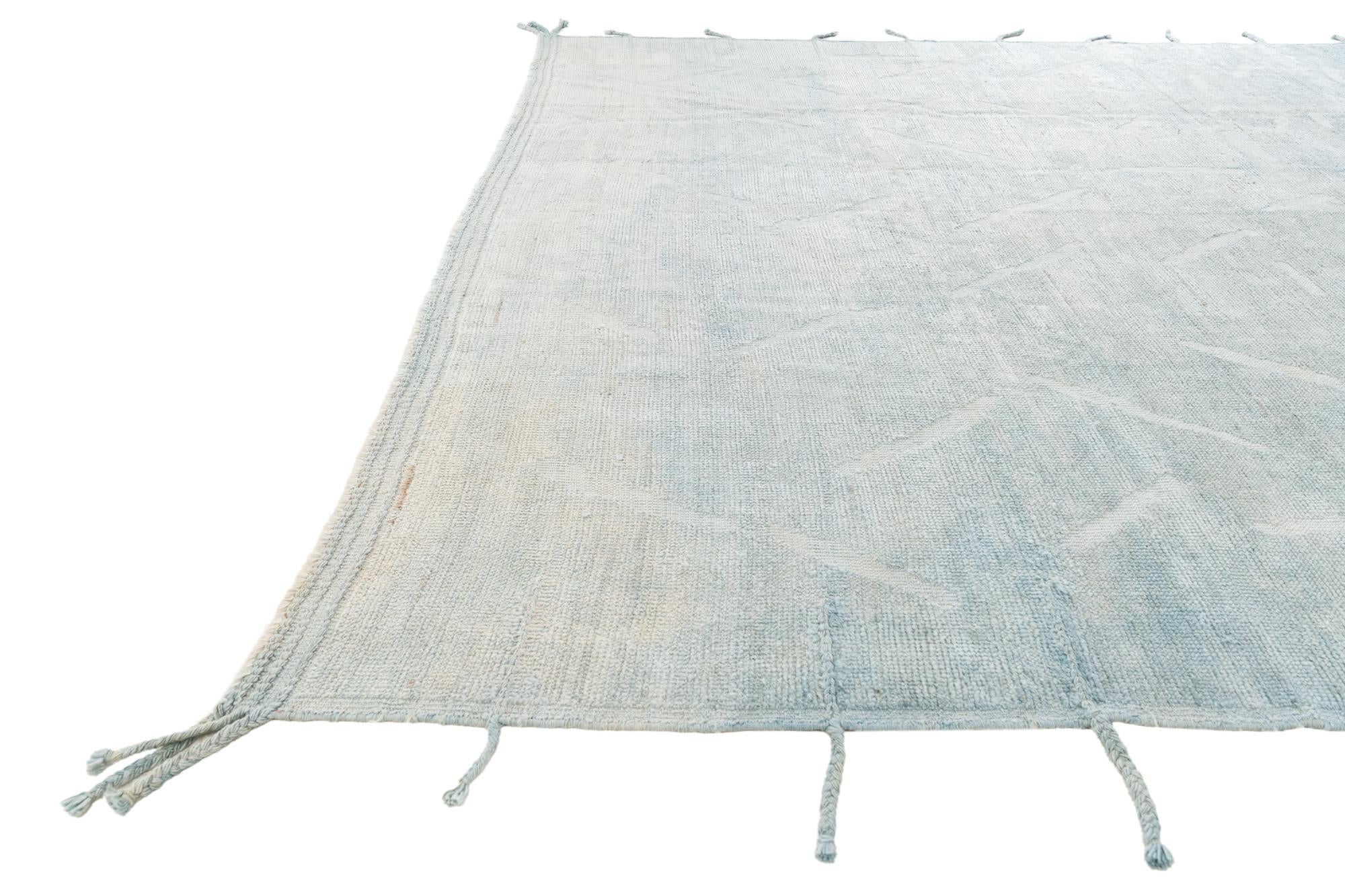 9' x 11' 4 Hand Knotted Moroccan Wool Rug