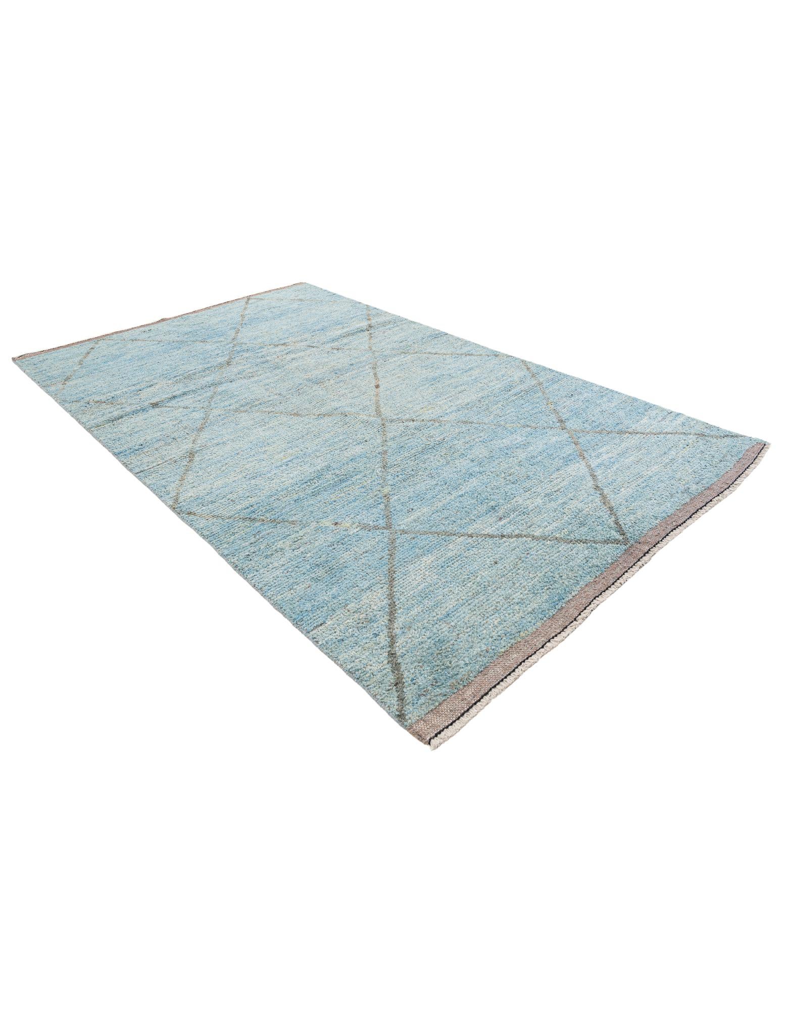 6' x 9' 7 Hand Knotted Moroccan Wool Rug