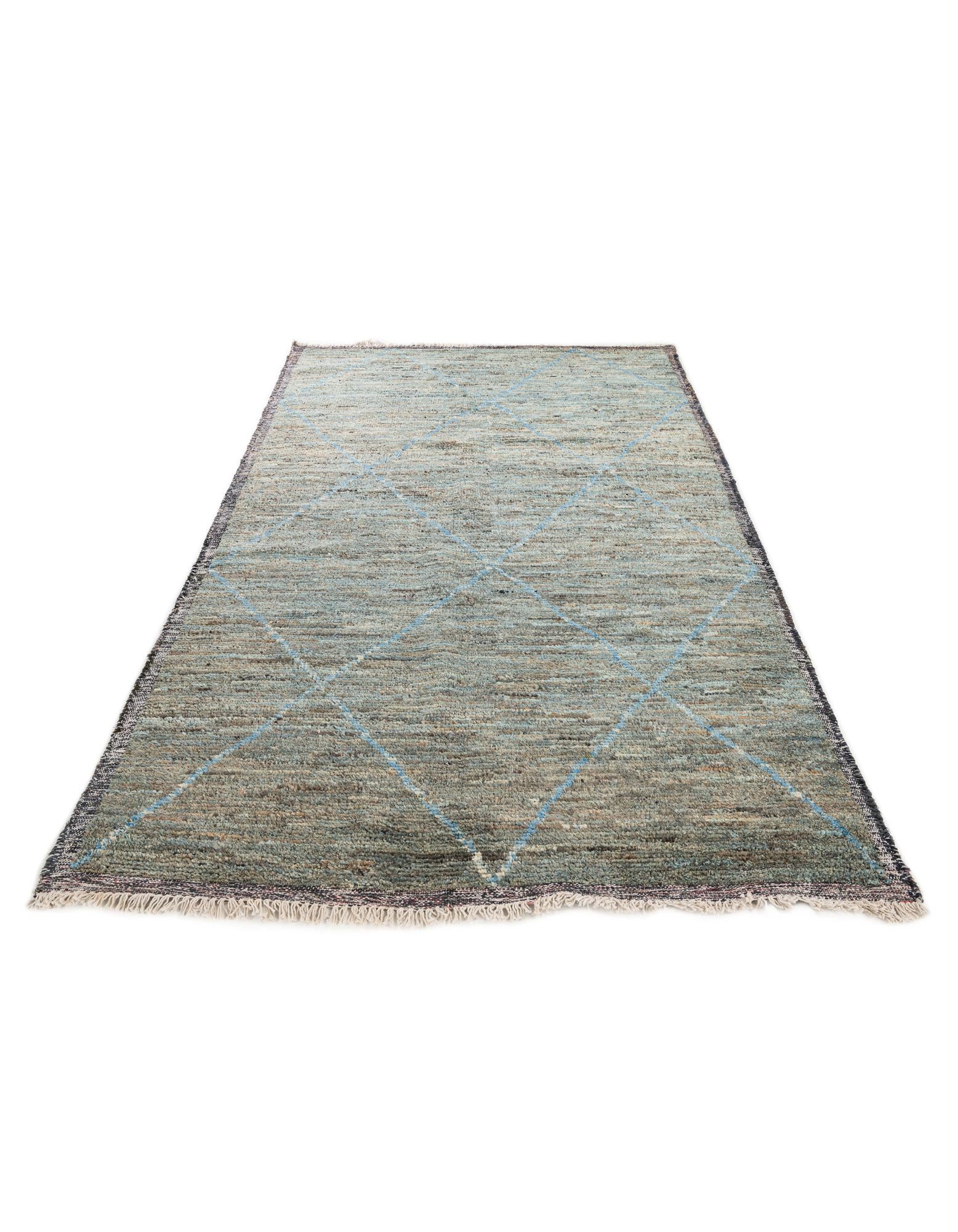 6' 1 x 9' 9 Hand Knotted Moroccan Wool Rug