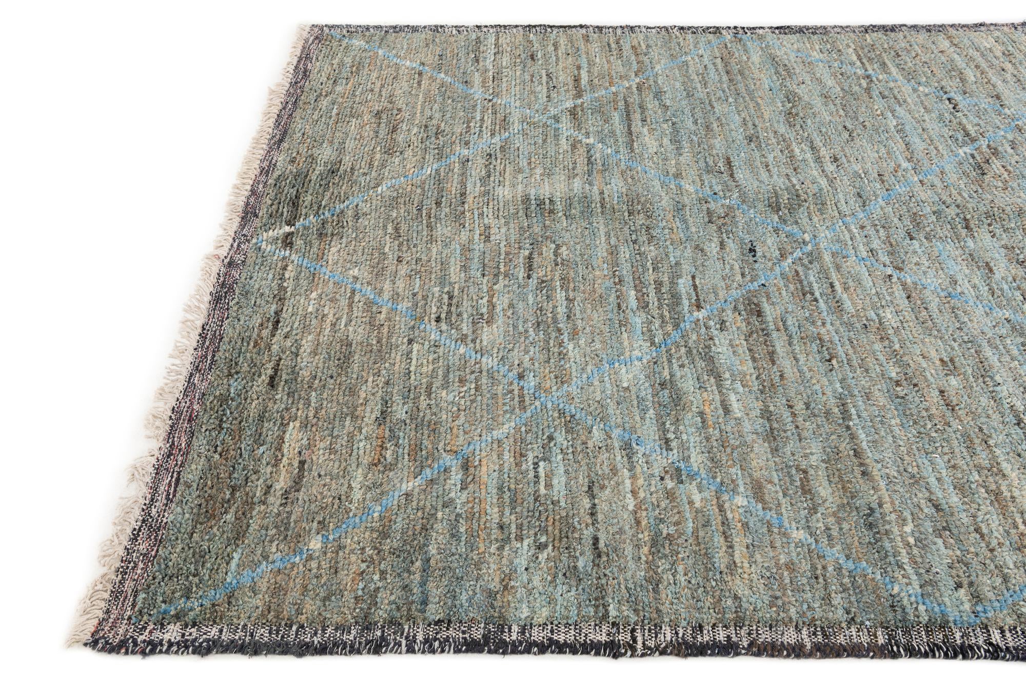 6' 1 x 9' 9 Hand Knotted Moroccan Wool Rug