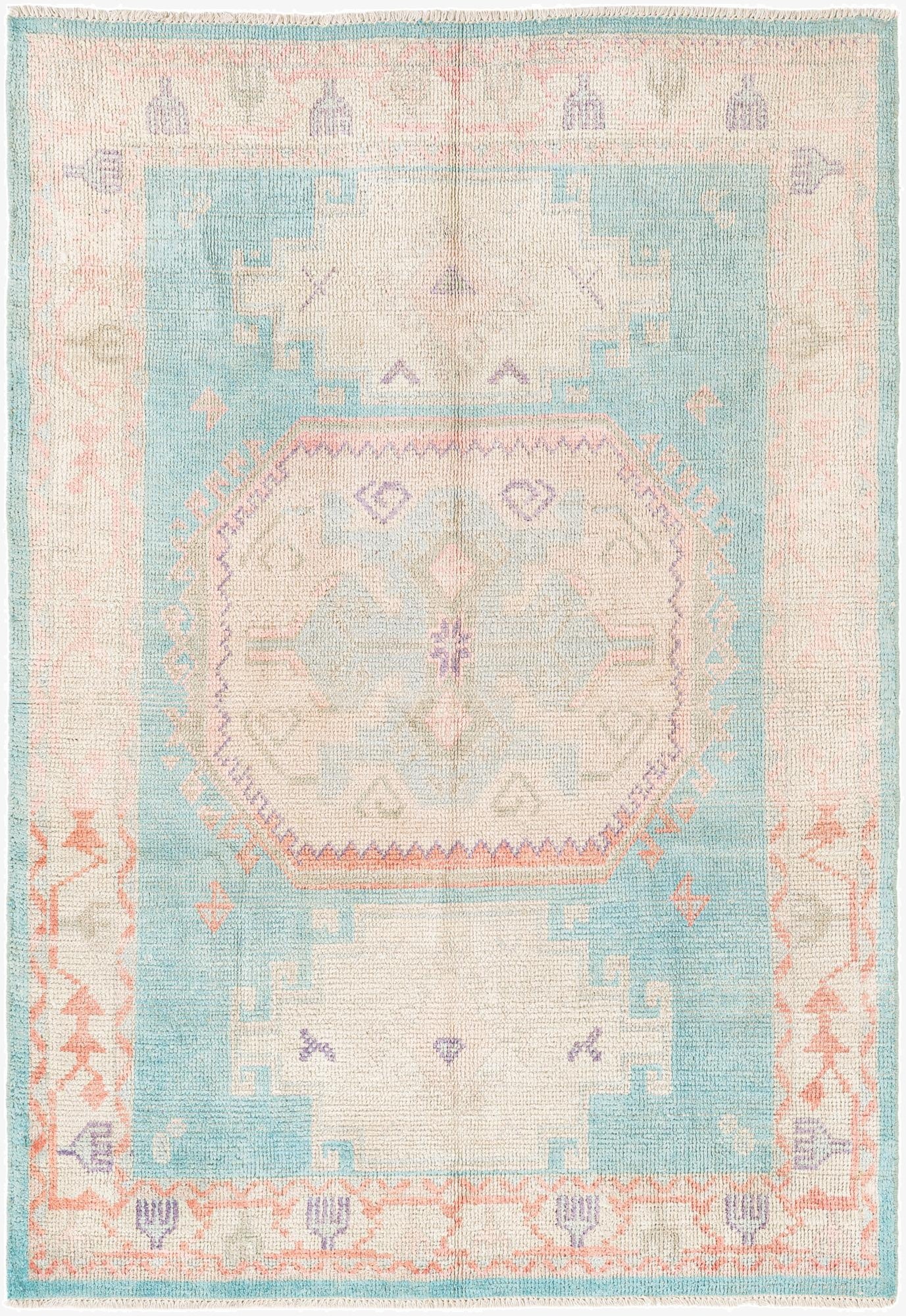 4' 4 x 6' 4  Hand Knotted Moroccan Wool Rug