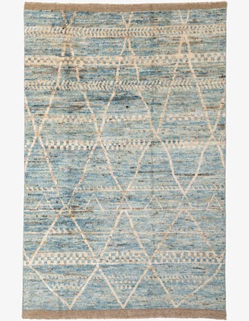 6' x 9' 6 Hand Knotted Moroccan Wool Rug