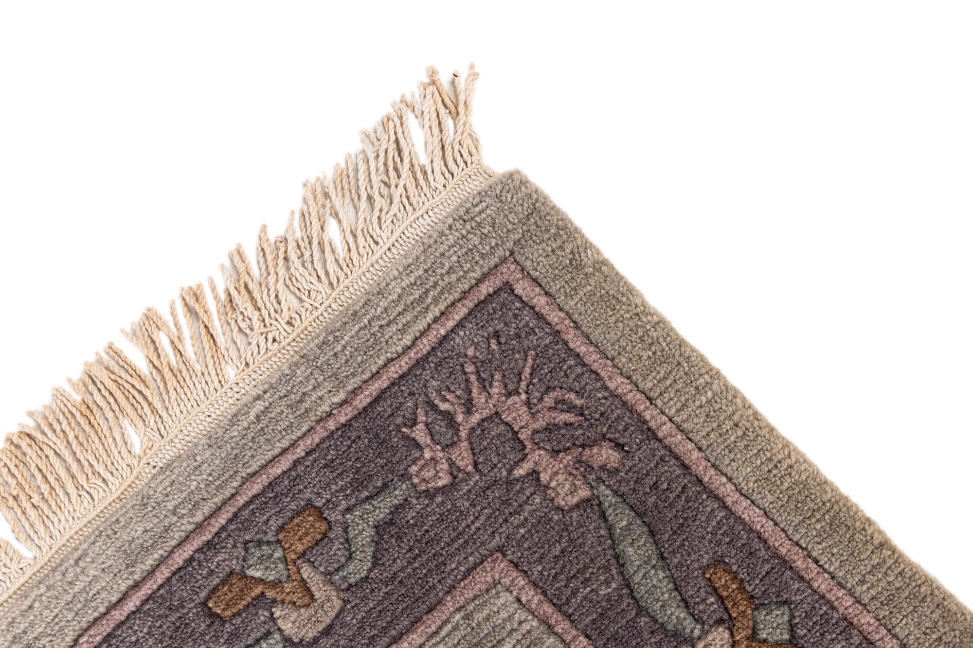 3' 2 x 5' 3 Hand Knotted Nepal Wool Rug