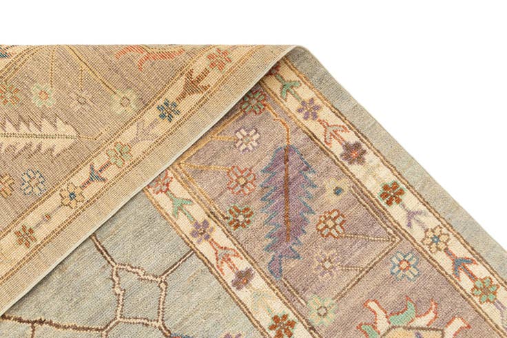 Detail image of 8' 11 x 11' 11 Hand Knotted Oushak Rug