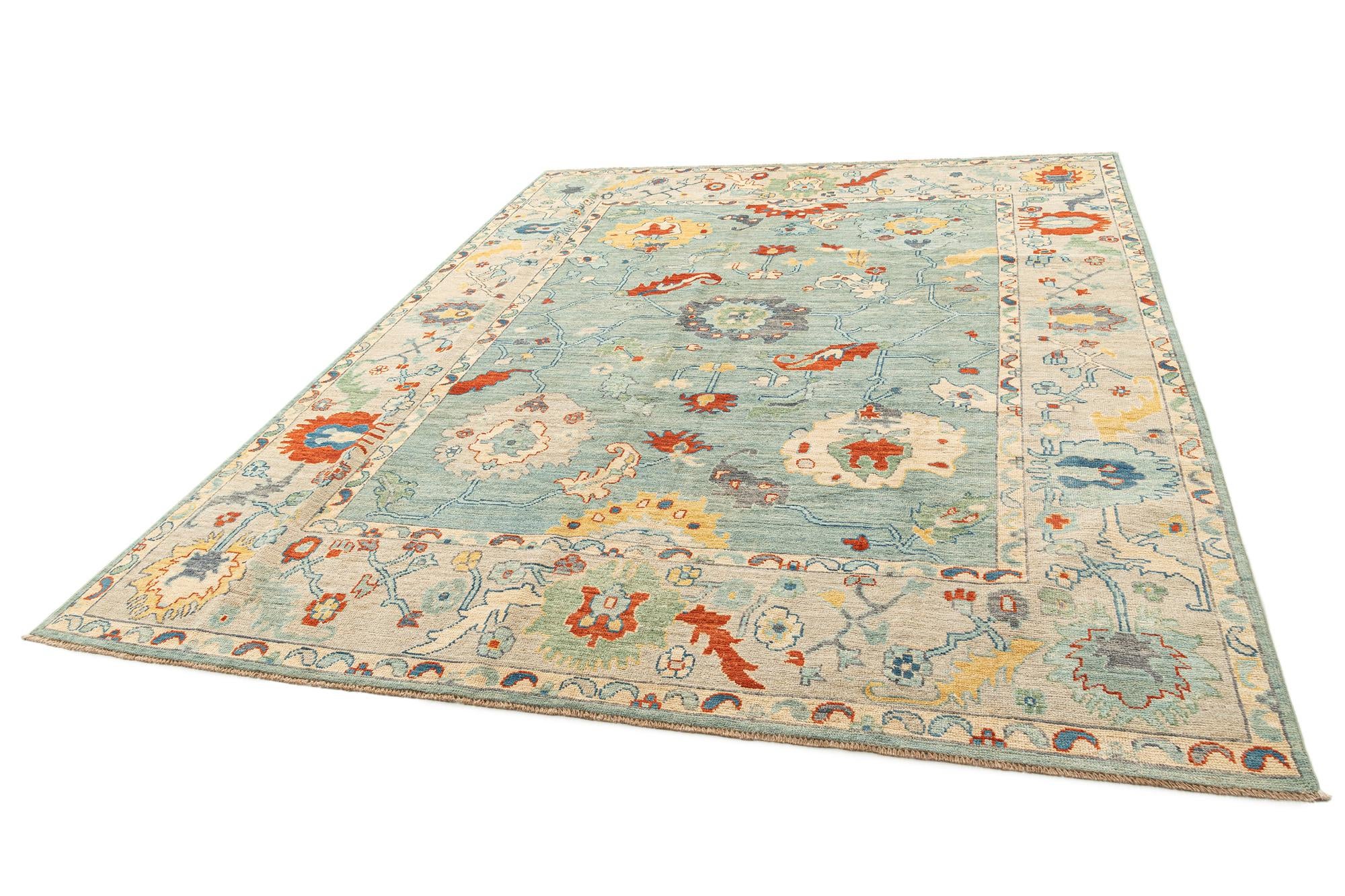 9' 3 x 11' 11 Hand Knotted Oushak Rug