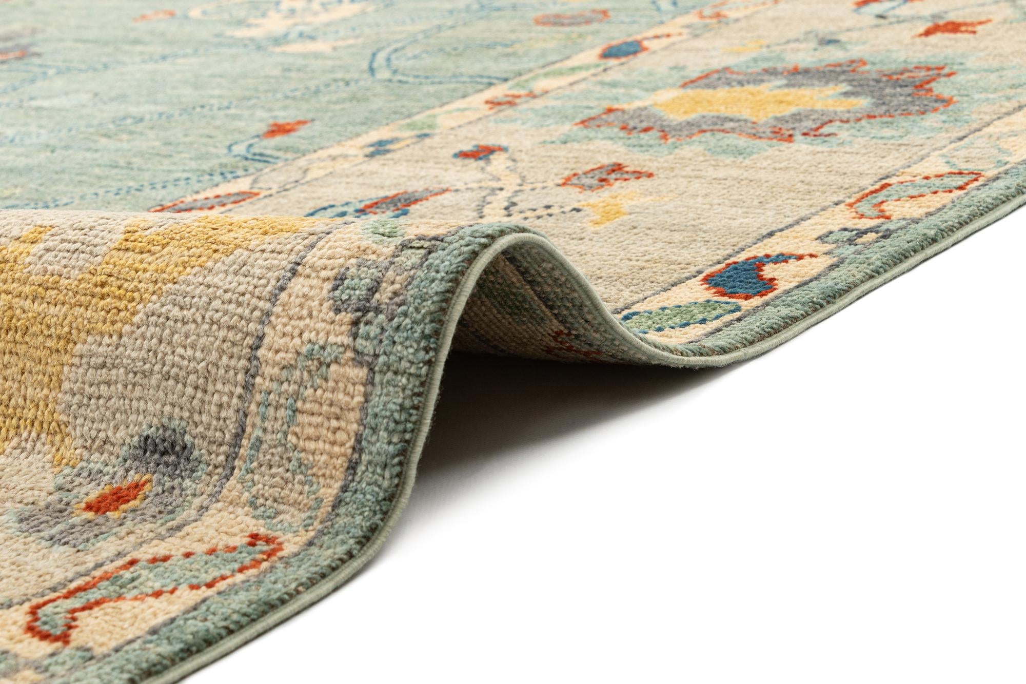 9' 3 x 11' 11 Hand Knotted Oushak Rug